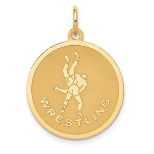 14k Yellow Gold Wrestling Disc Pendant, 19mm